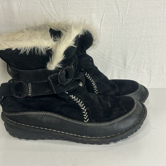 Sorel Womens Tootega Faux Fur Black Suede Round Toe Ankle Winter Boots Size 8.5 - Picture 1 of 7